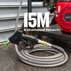 JPT 15Mtr Ultra Heavy Duty Commercial Pressure Washer Hose, 3/8" QC System| 660 Bar Burst Pressure • PVC + PE Reinforced Braid • Kink-Resistant • Commercial Grade • Commercial Replacement Hose Pipe