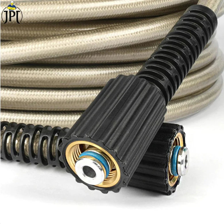 JPT Heavy Duty 8-Metre Super Flexible Pressure Washer Hose Pipe | American Standard M22 Thread With O-Ring Seals | Up To 2700 PSI Pressure | Compatible With Many Washer Brands | M22-15mm Thread Fitting Included