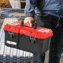 Buy JPT 19-inch heavy-duty plastic tool box, featuring transparent organizers, a removable tray, a dustproof, and water resistant seal all at best price online.