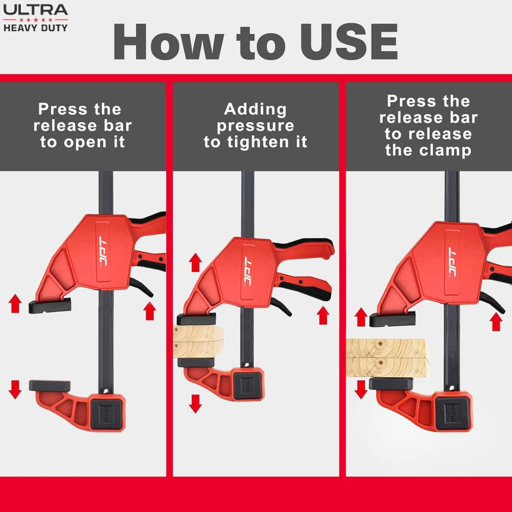 Buy now the JPT Pro Series ultra heavy duty 57" clamp. This product offer you 2-in-1 functionality, high pressure clamping, quick release trigger, and much more