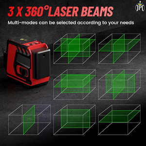 JPT 360° 3D Self-Leveling Laser Level with Mini Tripod – High-Precision Cross Line Tool for Construction, Renovation, and Floor Tiling with Two 1500mAh Batteries, Fast Charger and Durable Case