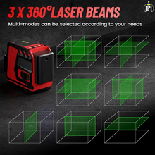 JPT 360° 3D Self-Leveling Laser Level with Mini Tripod – High-Precision Cross Line Tool for Construction, Renovation, and Floor Tiling with 2x1500mAh Batteries, Charger and Durable Case