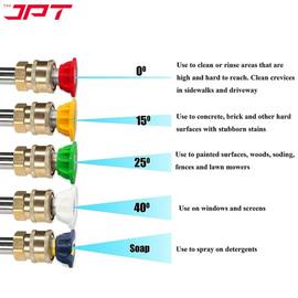 JPT Combo 5-Piece Quick Connect Universal Pressure Washer Nozzle | 180° Rotation with 5 Angles Pressure Washer Pivoting Coupler | 1/4-Inch Quick Connect Female Socket