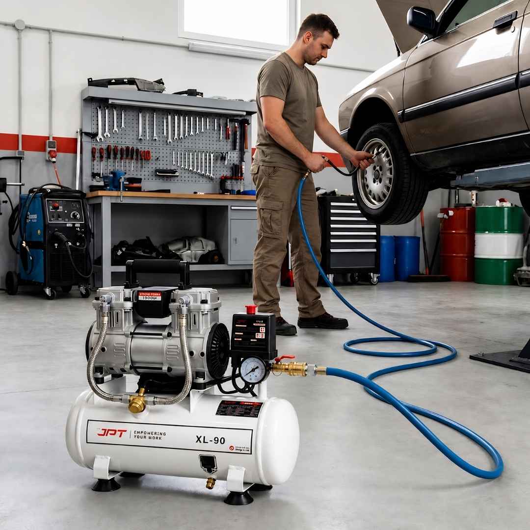 JPT Compressor 9L Oil Free Air | 1500W/2HP Portable Auto Cut-Off | Maintenance Free Compact Air Compressor for Painting, Nailing, Garage & Auto Workshop Use