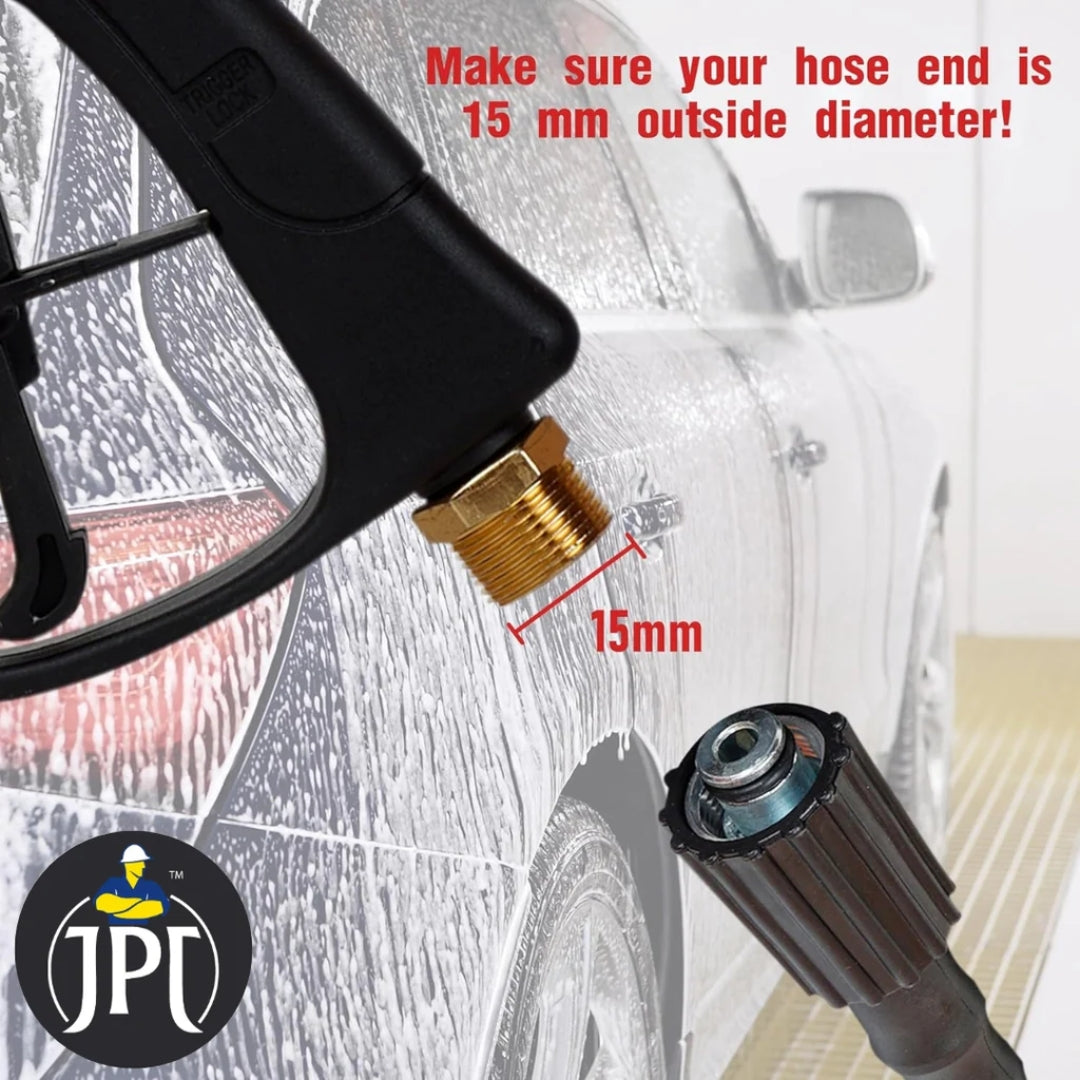 Effortlessly remove stubborn dirt and grime from your car, driveway, or outdoor spaces with the JPT combo foam cannon, washer gun, and quick connect. Buy Now