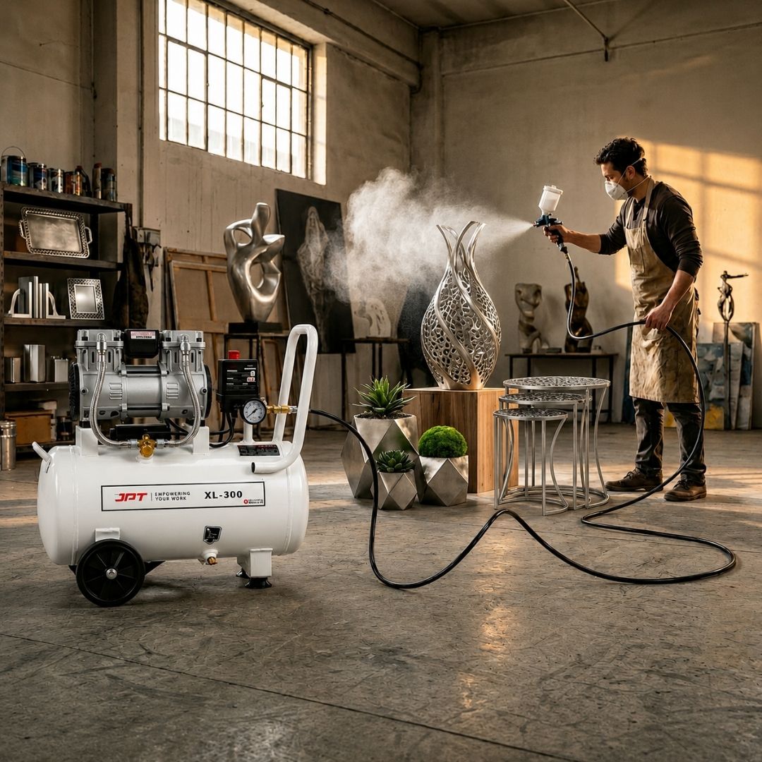 JPT 30L Oil Free Air Compressor | 1500W Portable Machine with Auto Cut-Off | Maintenance Free Heavy Duty Unit for Painting, Nailing, Garages & Pneumatic Applications