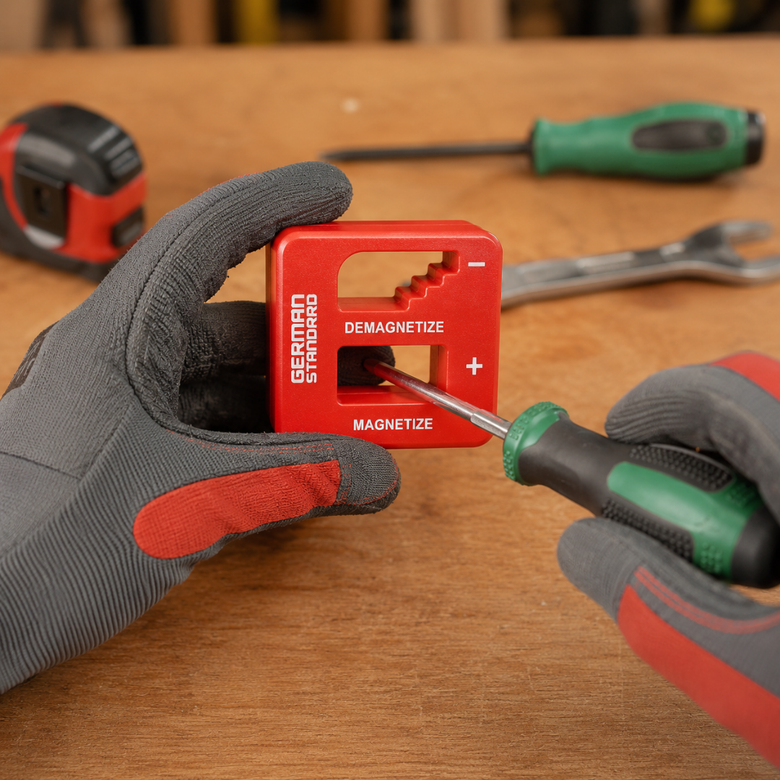 JPT Screwdriver Magnetizer & Demagnetizer Tool – Bi-Directional Magnetic Block, No Power Needed, Portable Magnetizer for Screwdriver Bits, Electricians & Electronics Repair Work