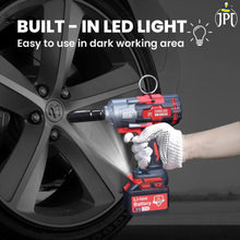 JPT Supreme Powerful Brushless 21-volt Cordless Impact Wrench | 2100 Nm Torque | 2300 RPM Speed | 3/4-Inch Head Shank | Bright LED Light | 8000mAh Battery | Fast Charger | 36mm Socket | Heavy Carry Case