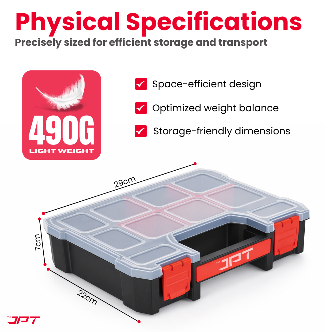 Buy JPT Ultra Heavy Duty Tool Organizer Small to stay organized on every job with this organizer featuring 10 compartments and 6 removable dividers. Buy Now