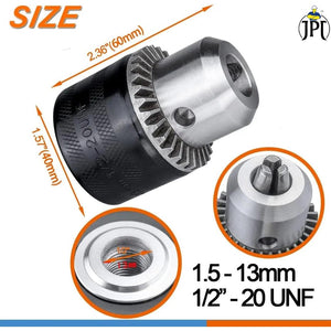 JPT Heavy Duty 13mm Drill Chuck with Key and 1/2-Inch Socket Square Female Adapter for Air Impact Wrench And Cordless Impact Wrench Converter Conversion Tool