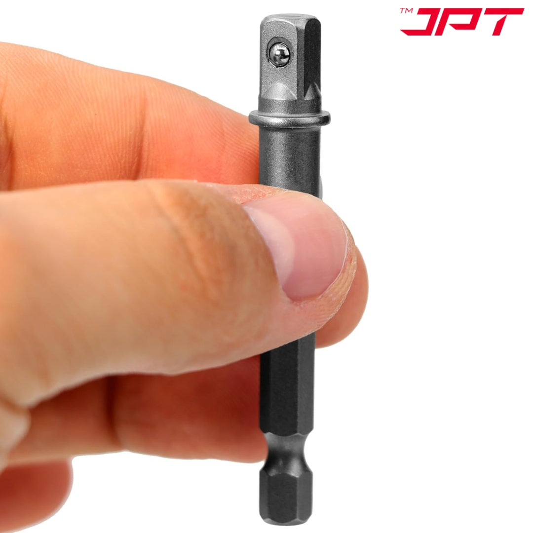 JPT 6-Piece Impact Socket Adapter Set | 3" and 6" lengths – 1/4", 3/8", and 1/2" hex shank | 65-150MM Extension Set for Impact Drivers & Power Drills