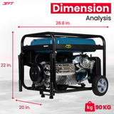 Buy JPT heavy-duty 5.5kw petrol generator, featuring single phase 4-stroke engine, push-button & recoil start, 220v/50hz ac + 12v dc, 25l fuel tank and more.