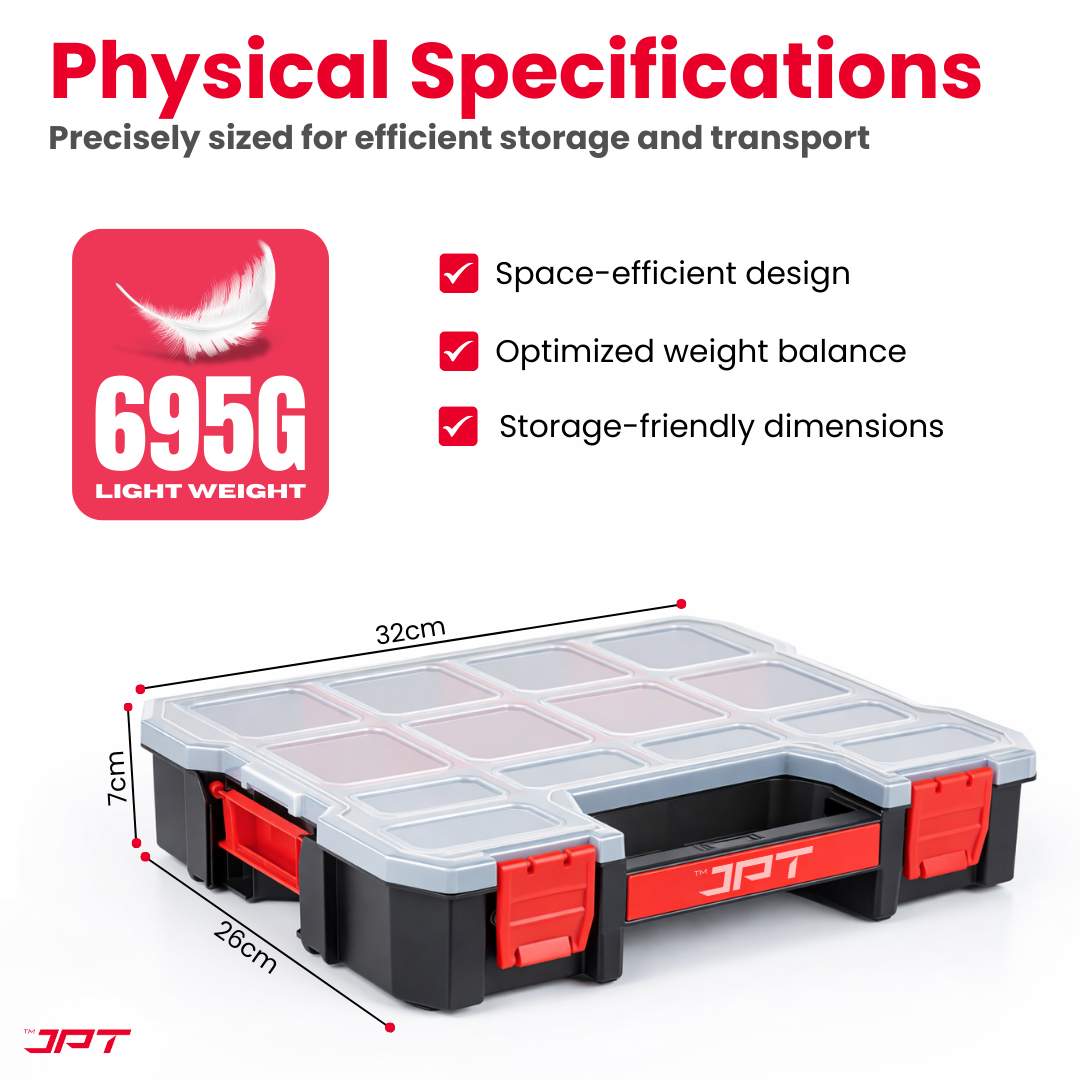 Buy JPT Ultra Heavy Duty Tool Organizer Medium to stay organized on every job with this organizer featuring 14 compartments and 8 removable dividers. Buy Now