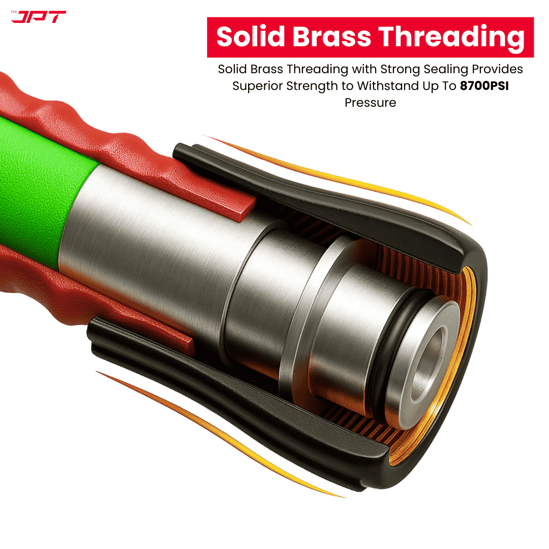 Buy JPT ultra heavy-duty 15mtr high pressure washer hose pipe, featuring brass german standard m22 x 15mm, 600 bar bursting, kink & leak free design, and more.