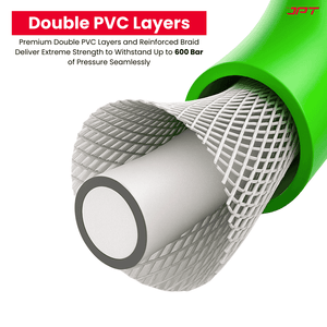 JPT Ultra Heavy-Duty 15MTR Flexible High Pressure Washer Hose Pipe | German Standard M22 x 15MM Thread | Up To 600Bar / 8700PSI | Double PVC Layers Build | Tangle & Kink Free Design
