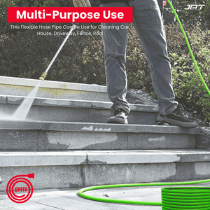 JPT Ultra Heavy-Duty 8MTR Flexible High Pressure Washer Hose Pipe | German Standard M22 x 15MM Thread | Up To 600Bar / 8700PSI | Double PVC Layers Build | Tangle & Kink Free Design