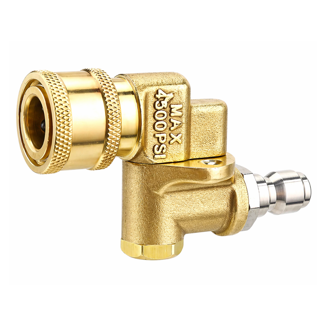 JPT Heavy Duty Pressure Washer Brass Pivoting Coupler | 180° Rotation with 5 Angles | 1/4" Quick Connect | 4500 PSI Pressure Cleaning