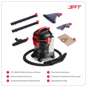 JPT Pro Series 15L Carpet Vacuum Cleaner | 1400W Motor | 17kPa Suction | 15L Tank & 4.5L Soap Tank | Wet & Dry Cleaning | Deep Cleans Carpet, Sofa, Curtains, Mattress, Floors