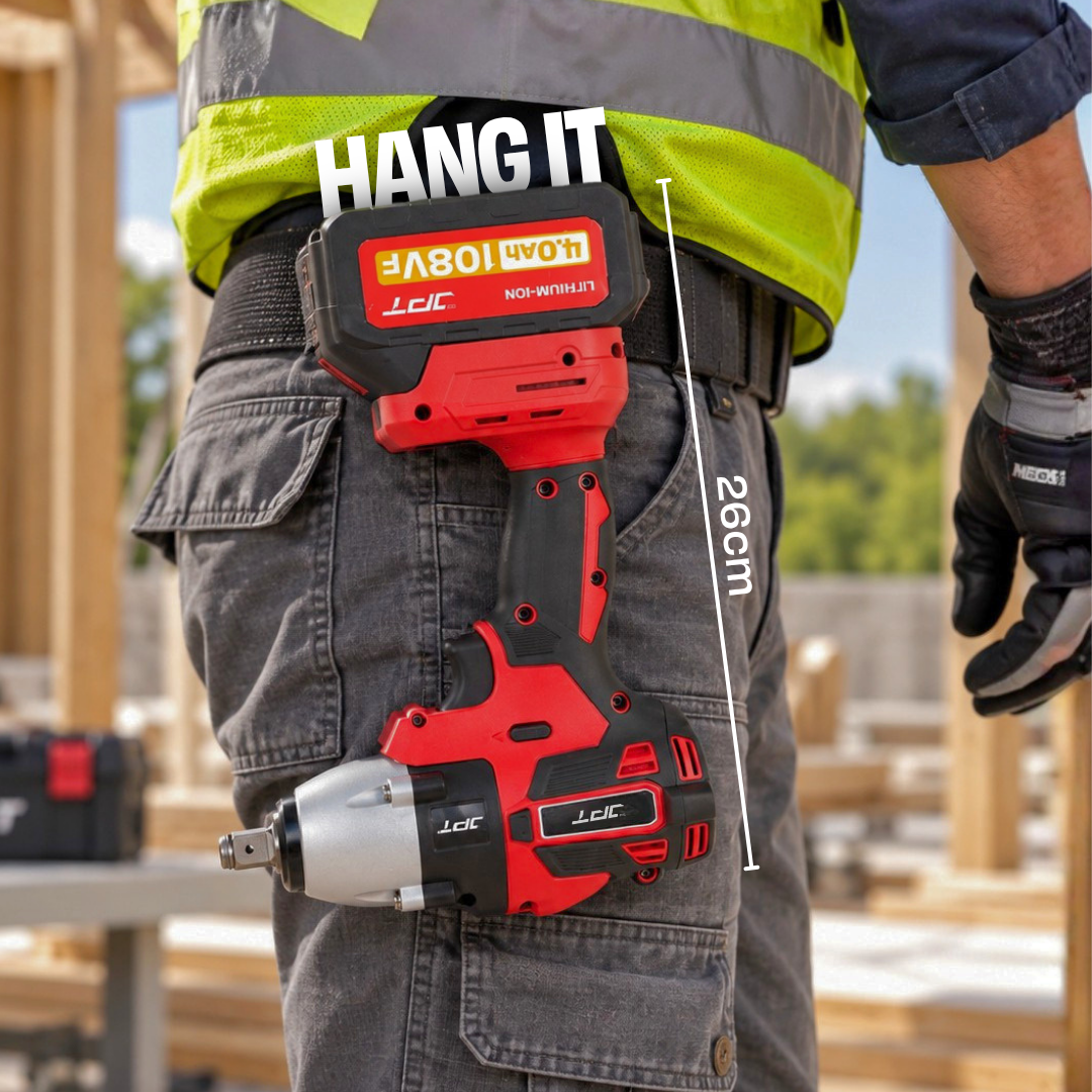 JPT Heavy Duty Brushless 3-In-1 Cordless Power Tool Set | 3-Speed Power Unit with Impact Wrench, Impact Drill, and Rotary Hammer Attachment