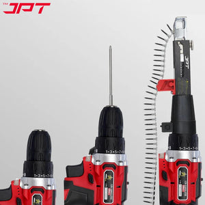 JPT Automatic Chain Nail Gun Adapter – Collated Screw Autofeed Nailing Head for Electric Drill, Heavy-Duty Drywall & Woodworking Nail Gun Attachment with 50-Piece Chain Nails