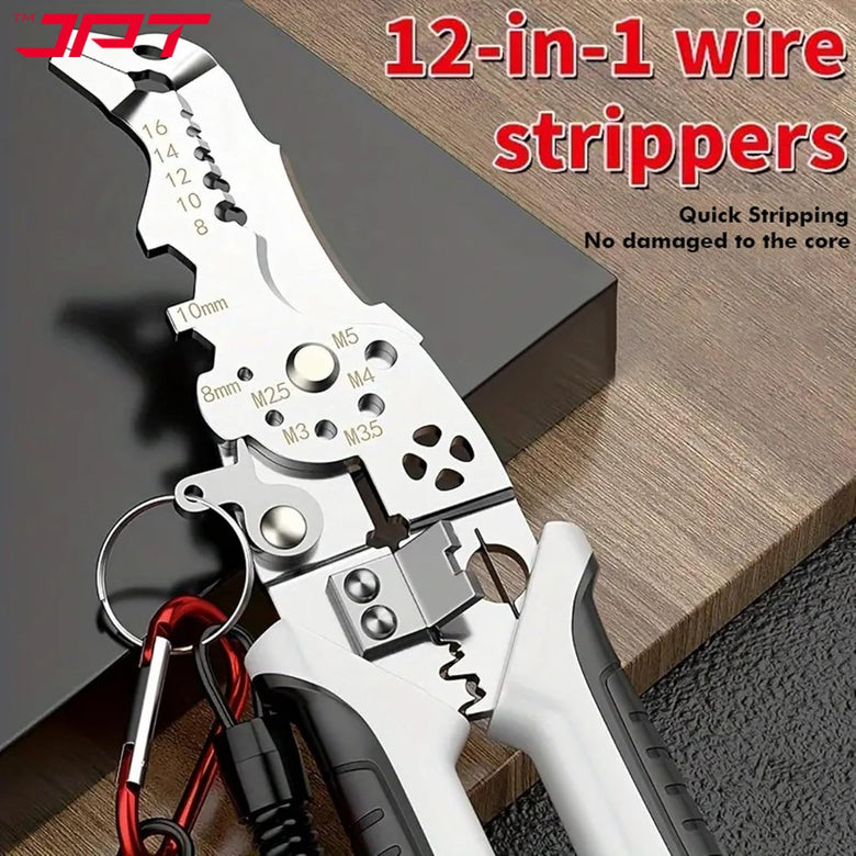 JPT Heavy-Duty Multi-Function Wire Stripper & Crimper Tool | Chrome Vanadium Steel Build | Ergonomic TPR Grip | Precision Electrical Wire Cutter & Terminal Crimping Tool