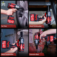 JPT Supreme Powerful Brushless 21-volt Cordless Impact Wrench | 2100 Nm Torque | 2300 RPM Speed | 3/4-Inch Head Shank | Bright LED Light | 8000mAh Battery | Fast Charger | 36mm Socket | Heavy Carry Case