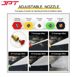 JPT Combo 5-Piece Quick Connect Universal Pressure Washer Nozzle | 180° Rotation with 5 Angles Pressure Washer Pivoting Coupler | 1/4-Inch Quick Connect Female Socket