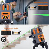 Buy now the JPT 360° 4D self-leveling laser level, featuring 5 green beams, ±3mm accuracy, mini tripod, 10m range, auto-balancing, and more. Buy Now