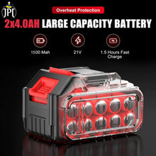 JPT Combo 21v Powerful Brushless Motor Cordless Impact Wrench | 550 Nm Torque | 4200 RPM Speed | 1/2-Inch Hex Head | 3 LED Lights | 4000mAh Battery | Fast Charger | 10 Piece Sockets | Carry Case