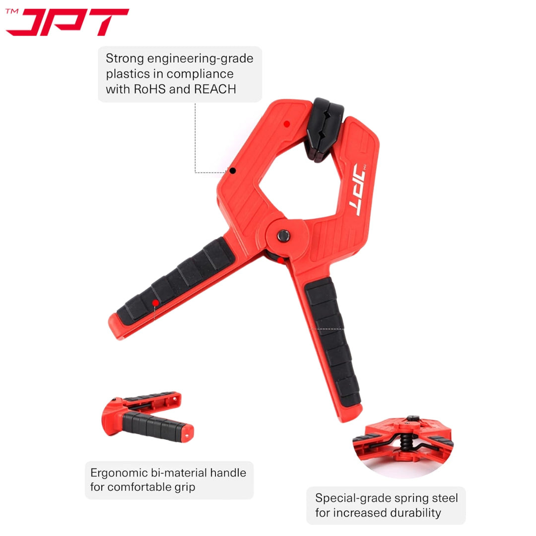JPT 3pcs Ultra Heavy-Duty Spring Clamp Combo Set | 2.5", 3" And 4" Spring Clamp | Reinforced Body with Hardened Steel Spring | 45° Rotating Pads | Strong Grip Woodworking & Carpentry Clamp for Workshop & DIY Use