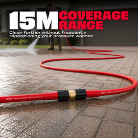 JPT Ultra Heavy-Duty 15MTR Flexible High Pressure Washer Hose Pipe | Standard M22 x 15MM Thread | Up To 450Bar / 6525PSI | PVC + PE Layers Build | Tangle & Kink Free Design
