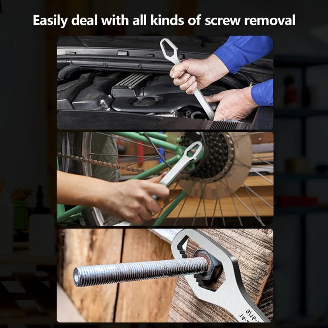 JPT Multifunction Double Head Sink Wrench | Slotted Screwdriver, Crow Bar, Survival Hammer Function | Double-ended Adjustable Wrench Tool | Suitable for 6-13mm Screws & Nuts