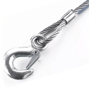JPT Heavy Duty Steel Winch Cable, 3/8 x 13ft Wire Rope with Hook, 11,023 lb Breaking Strength - Ideal for Tow Trucks, Rollbacks, Cranes, and Wreckers (Silver)