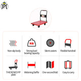 JPT Heavy Duty Medium Folding Hand Trolley | 150 KG Weight Lifting Capacity | 360° Durable Swivel Wheels | Foldable Push Hand Cart For Loading And Storage | Red Colour