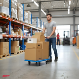 Buy JPT heavy duty foldable hand trolley with 600KG load capacity, 360° swivel wheels and reinforced steel frame. Ideal for warehouse, shop, office and more.