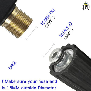 JPT Heavy Duty 8-Metre Super Flexible Pressure Washer Hose Pipe | American Standard M22 Thread With O-Ring Seals | Up To 2700 PSI Pressure | Compatible With Many Washer Brands | M22-15mm Thread Fitting Included