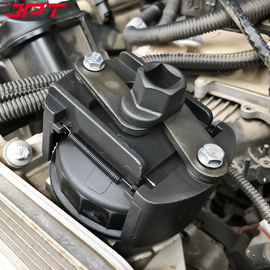 JPT Heavy-Duty Universal Adjustable Oil Filter Remover | 90-125mm Removal and Installation | Two Non Slip Serrated Jaws | 1/2" Drive Oil Filter Wrench for Easy Filter Removal