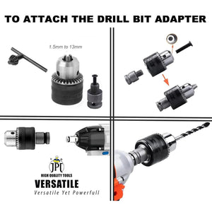 JPT Heavy Duty 13mm Drill Chuck with Key and 1/2-Inch Socket Square Female Adapter for Air Impact Wrench And Cordless Impact Wrench Converter Conversion Tool