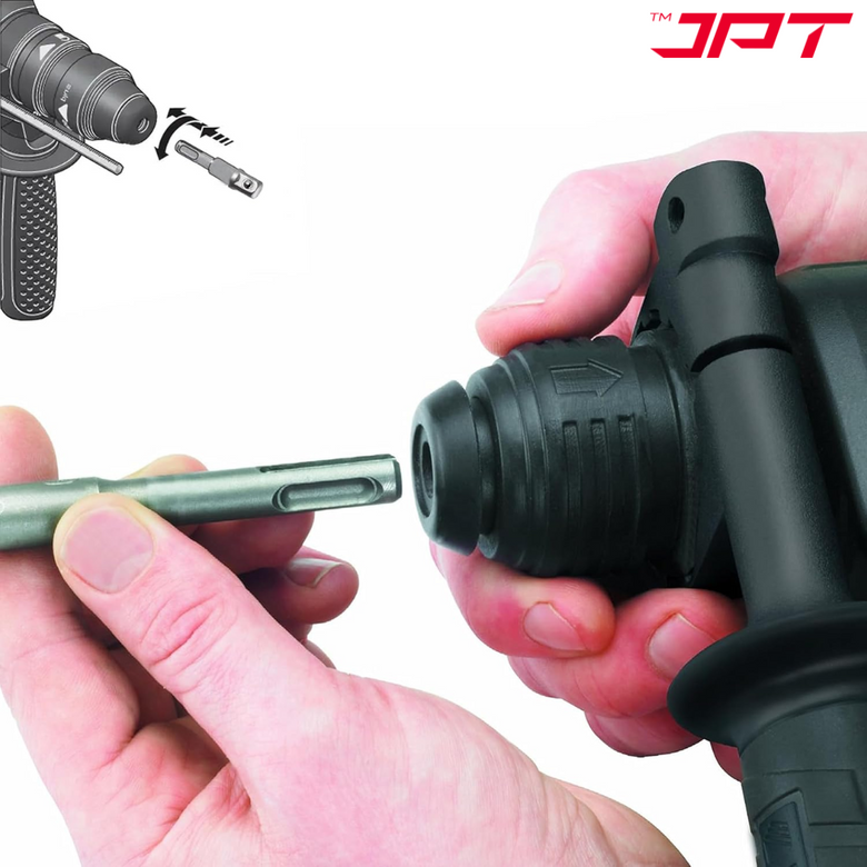 JPT 1/2-Inch SDS Plus Impact Socket Adapter | Quick Change Hex Extension Adapter | Hammer Drill Connector for Impact Wrenches & Rotary Hammers