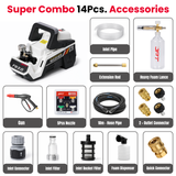 JPT F8 2.0 Super Combo 3500 PSI (250 Bar) electric pressure washer with 2500W copper motor, 10 L/min flow and TSS. Portable cleaner for car, bike and home use.
