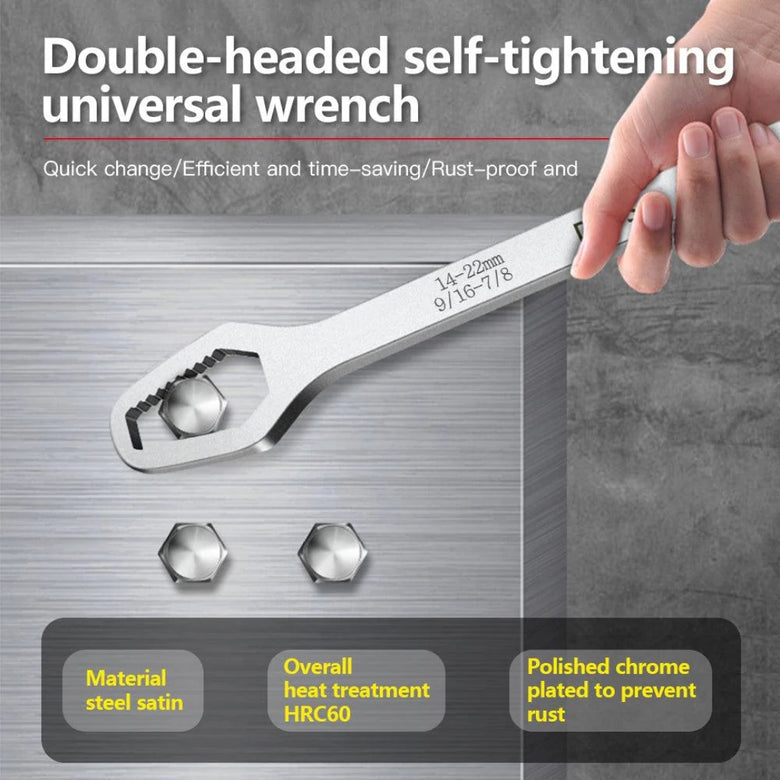 JPT Multifunction Double Head Sink Wrench | Slotted Screwdriver, Crow Bar, Survival Hammer Function | Double-ended Adjustable Wrench Tool | Suitable for 6-13mm Screws & Nuts