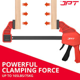 Buy now the JPT Pro Series 33" quick-grip bar clamp. This clamp offer you 2-in-1 functionality, high pressure clamping, quick release trigger, and much more.