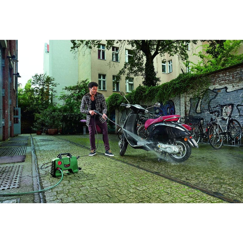 Bosch EasyAquatak 110 Bar Pressure Washer | 1300W Powerful Motor | 330 L/H Water Flow | Compact & Portable | Premium Accessories Included