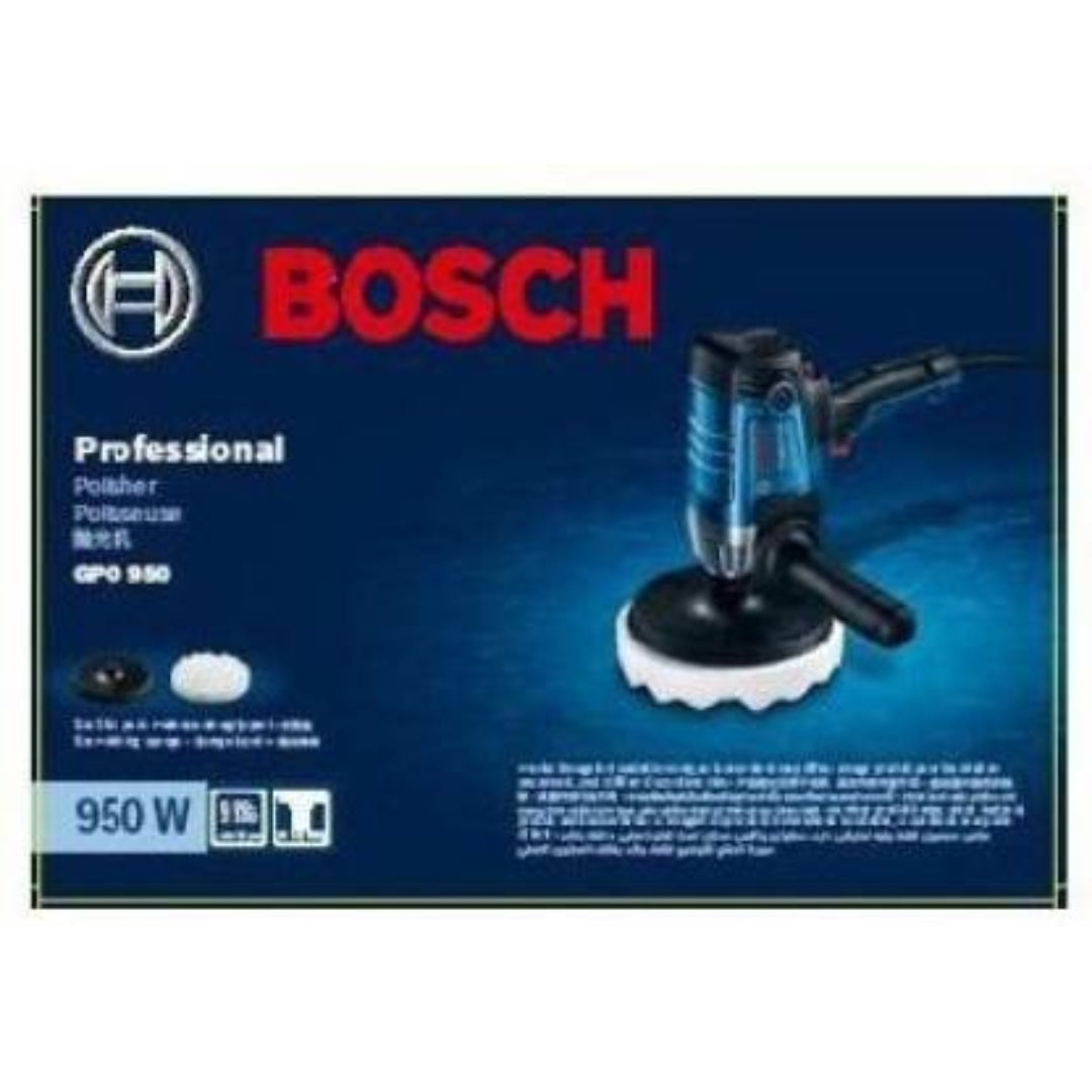 Bosch GPO 950 Professional Heavy-Duty Electric Car Polishing Machine | 950-watt Power | 2100RPM Speed | 180MM Diameter | Variable Speed Modes