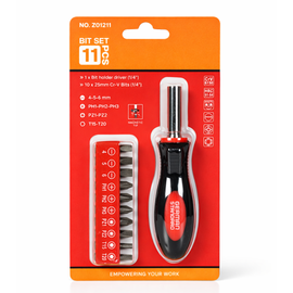 Buy JPT 11 pcs magnetic screwdriver bit set with 1/4 inch holder. Includes Phillips, Flat, Pozidriv & Torx bits. Ideal for electrical, furniture & repair work.