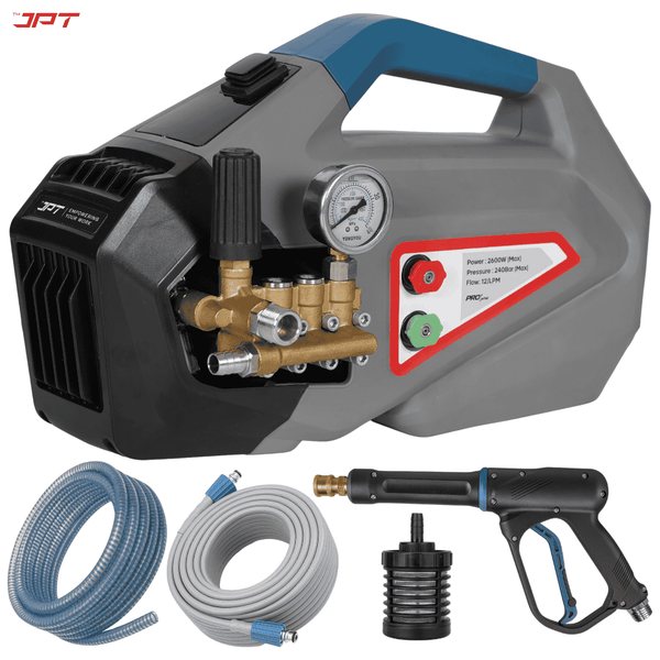 JPT Pro Series F12 Portable Commercial High Pressure Washer | 2.6KW Copper Motor | 240 Bar Power | 3480 PSI Pressure | 12L/min Water Flow | Compact & Portable Washer for Mobile Car Wash Businesses