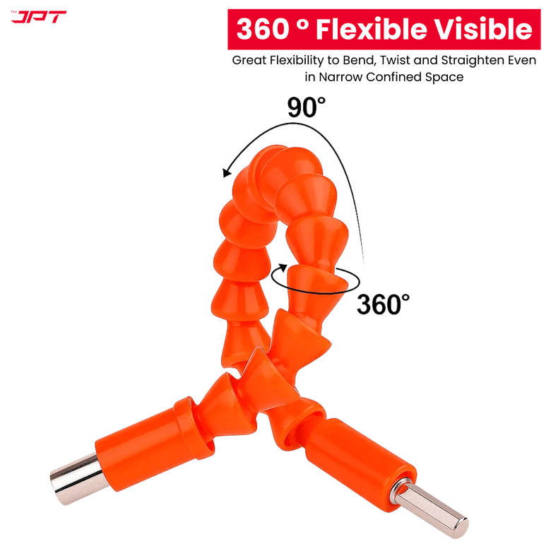 JPT 7.5-inch Long Flexible Drill Bit Extension | Hex Soft Shaft Extension for Screwdrivers & Drills | Bendable, Rotatable, and Flexible Shaft for Tight Spaces, Furniture, Electrical & Computer Repairs