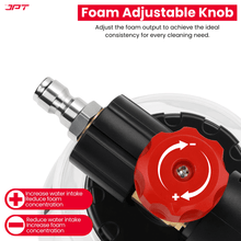 Get professional cleaning results with JPT heavy-duty transparent Pro Foam Cannon. Durable brass + ABS build, 1L capacity, adjustable and much more.