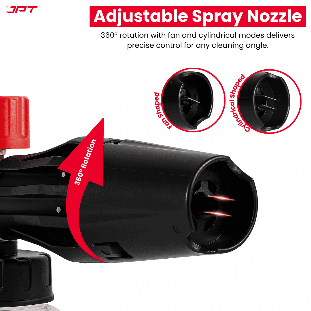 JPT Heavy-Duty Pro Foam Cannon | Solid Brass Head | 70 Bar Power & 4000 PSI Pressure | 1.1 mm Orifice | 1-Litre Transparent Bottle | Adjustable Spray Nozzle & Knob