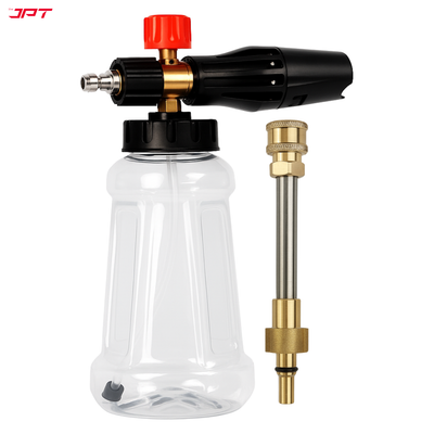 Get professional cleaning results with the JPT transparent Pro Foam Cannon – 4000 PSI, 70Bar, leak-proof, adjustable, and perfect for any pressure washer.
